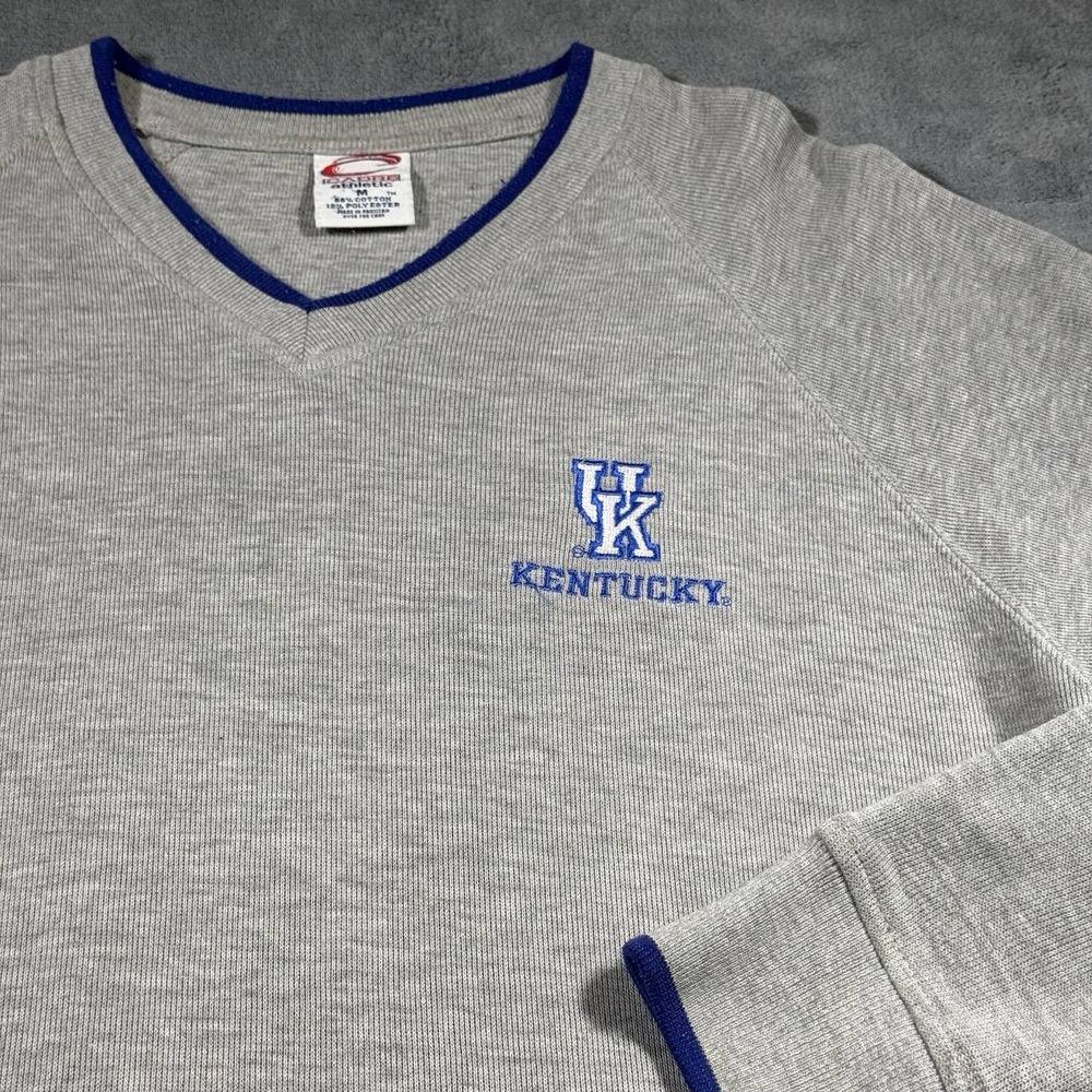 VTG Kentucky Wildcats V Neck Sweatshirt Athletic Long Sleeve Shirt Men's M UK